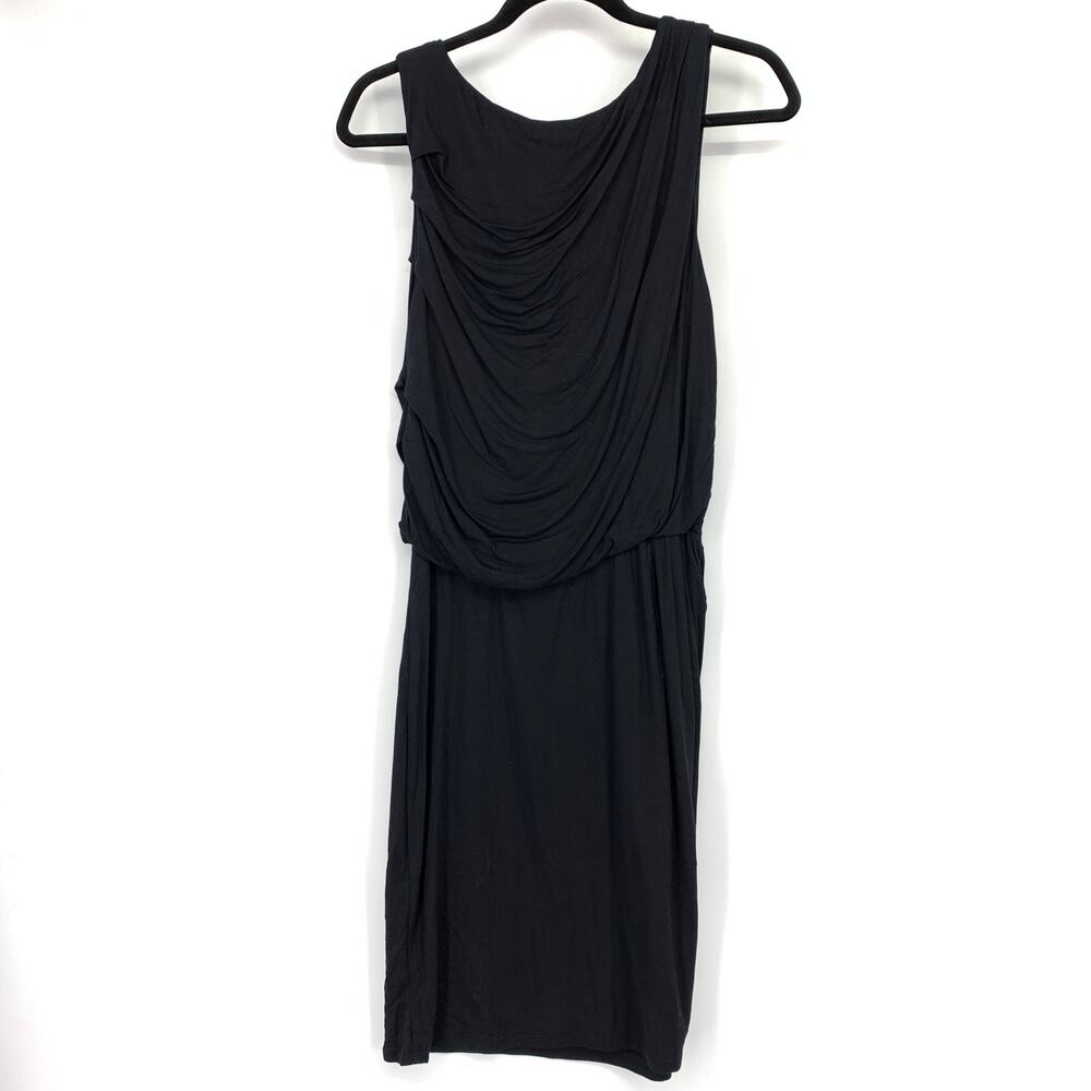 Bordeaux Sleeveless Dress Womens Size Small Black Draped Front Jersey Knit - Picture 2 of 6